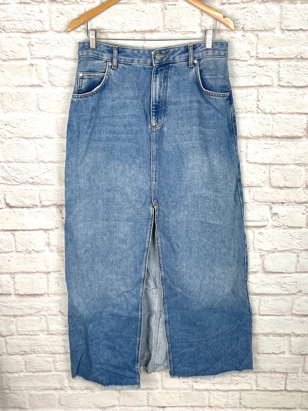Pilcro The Madi Denim Maxi Skirt with Front Slit Size 12